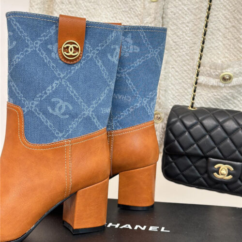 High Quality Luxury Chanel New Chunky Heel Cowboy Boots – Style 86822 product detail