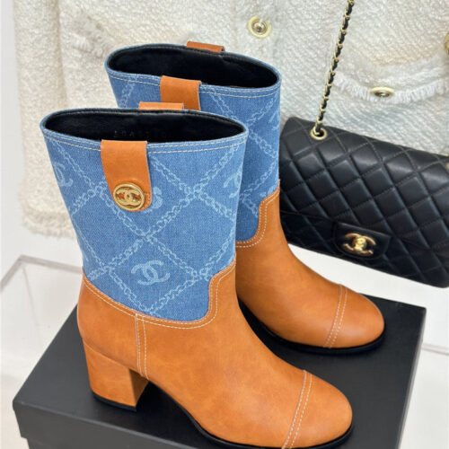 High Quality Luxury Chanel New Chunky Heel Cowboy Boots – Style 86822 product detail