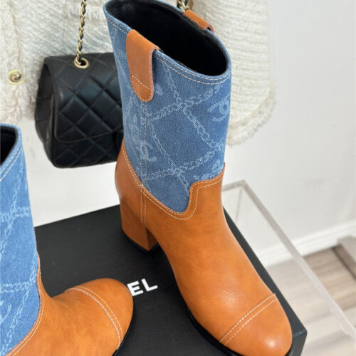 High Quality Luxury Chanel New Chunky Heel Cowboy Boots – Style 86822 product detail