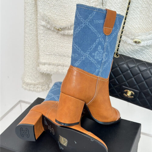 High Quality Luxury Chanel New Chunky Heel Cowboy Boots – Style 86822 product detail