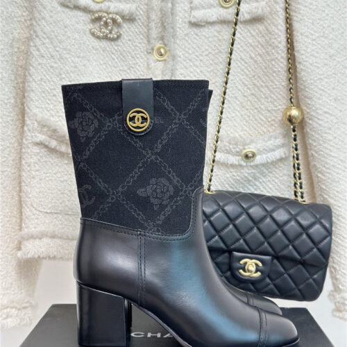 High Quality Luxury Chanel New Chunky Heel Cowboy Boots – Style 17894 product detail