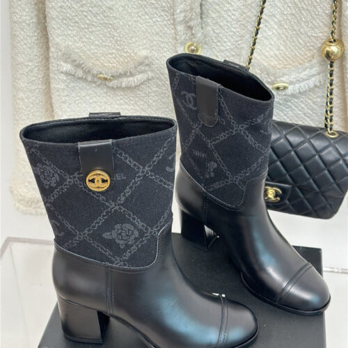 High Quality Luxury Chanel New Chunky Heel Cowboy Boots – Style 17894