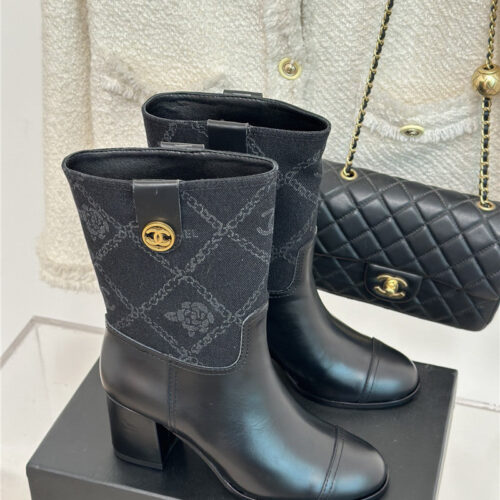 High Quality Luxury Chanel New Chunky Heel Cowboy Boots – Style 17894 product detail