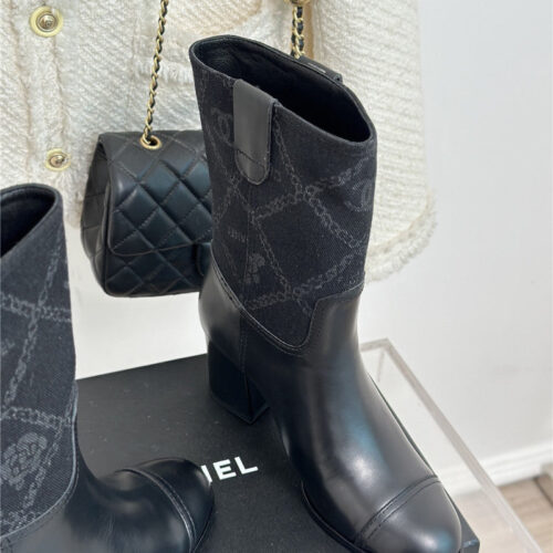 High Quality Luxury Chanel New Chunky Heel Cowboy Boots – Style 17894 product detail