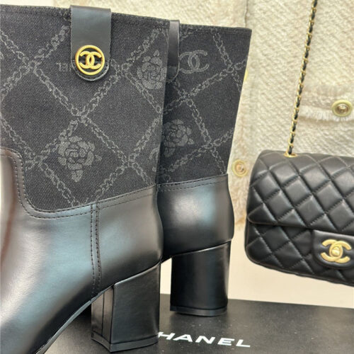 High Quality Luxury Chanel New Chunky Heel Cowboy Boots – Style 17894 product detail