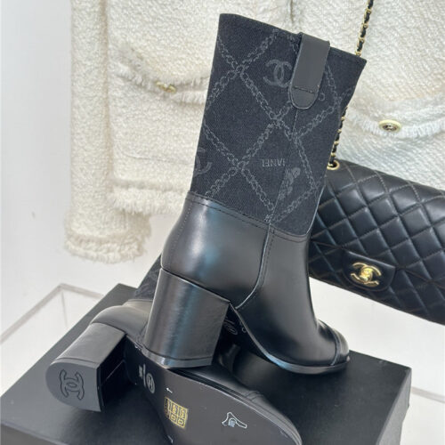 High Quality Luxury Chanel New Chunky Heel Cowboy Boots – Style 17894 product detail