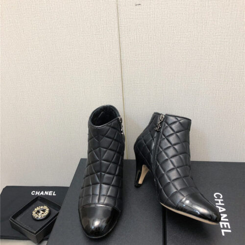 High Quality Luxury Chanel C Standard Round Toe Chunky Heel Ankle Boots – Style 12550 product detail