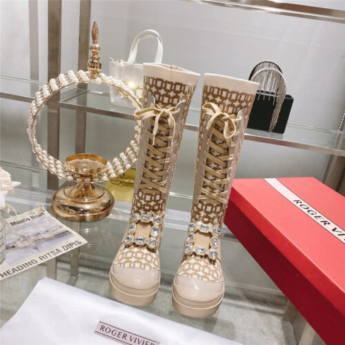 High Quality Luxury Roger Vivier New Boots Knit Boots Sports High Boots alternate view