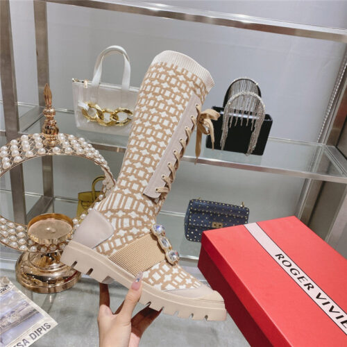 High Quality Luxury Roger Vivier New Boots Knit Boots Sports High Boots product detail