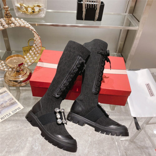 High Quality Luxury Roger Vivier New Boots Knit Boots Sports High Boots – Style 17332 product detail