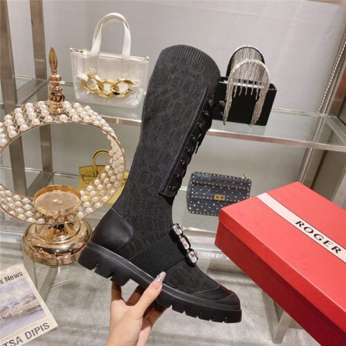 High Quality Luxury Roger Vivier New Boots Knit Boots Sports High Boots – Style 17332 product detail