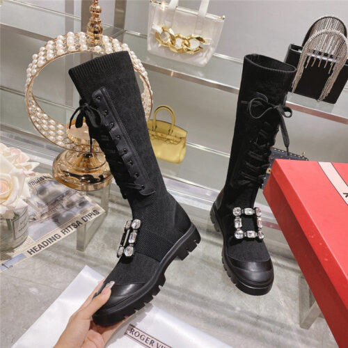 High Quality Luxury Roger Vivier New Boots Knit Boots Sports High Boots – Style 17332 product detail