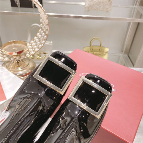 High Quality Luxury Roger Vivier Metal Square Buckle Ankle Boots – Style 91348 product detail