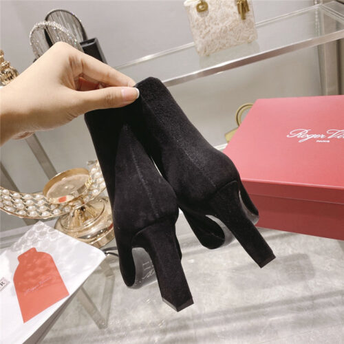 High Quality Luxury Roger Vivier Metal Square Buckle Ankle Boots product detail