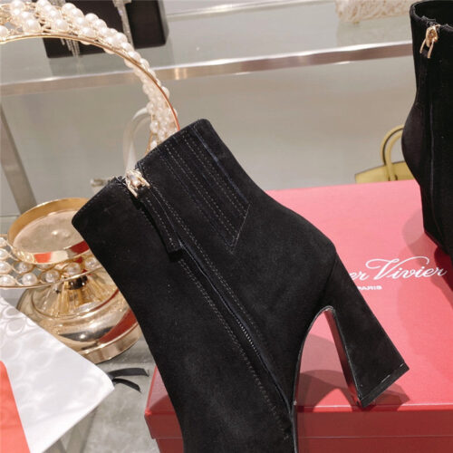 High Quality Luxury Roger Vivier Metal Square Buckle Ankle Boots product detail