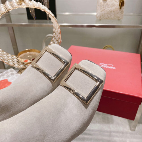 High Quality Luxury Roger Vivier Metal Square Buckle Ankle Boots – Style 20724 product detail