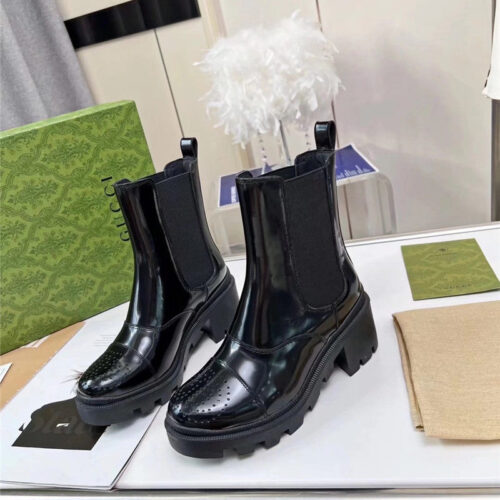 High Quality Luxury Gucci Vintage British Style Ankle Boots – Style 74963