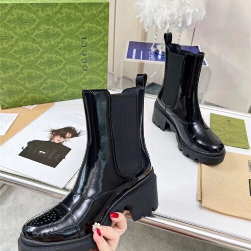 High Quality Luxury Gucci Vintage British Style Ankle Boots – Style 74963 product detail