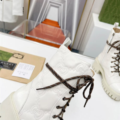 High Quality Luxury Gucci Double G Electric Embroidery Version Lace-Up 8 Inch Boots – Style 12499 product detail