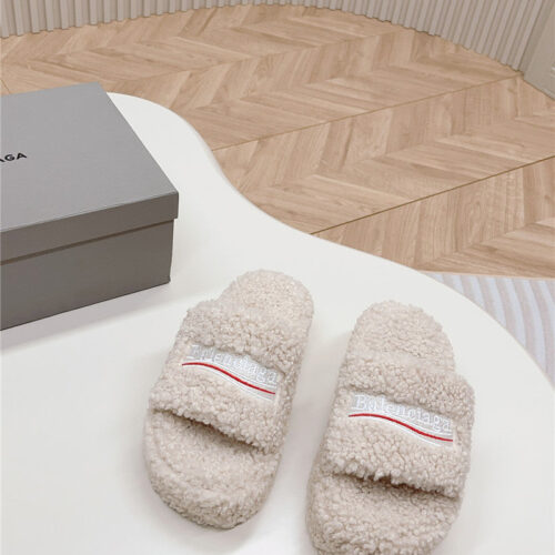 High Quality Luxury Balenciaga Platform Fur Sliders – Style 13923