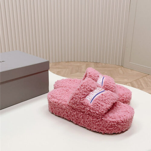 High Quality Luxury Balenciaga Platform Fur Sliders – Style 77763 alternate view