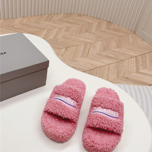 High Quality Luxury Balenciaga Platform Fur Sliders – Style 77763