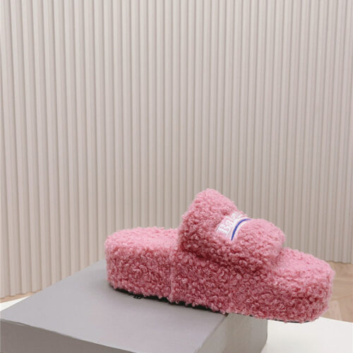 High Quality Luxury Balenciaga Platform Fur Sliders – Style 77763 product detail