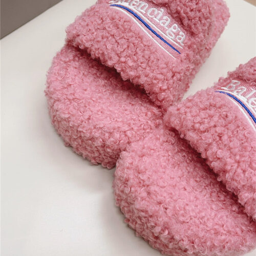 High Quality Luxury Balenciaga Platform Fur Sliders – Style 77763 product detail