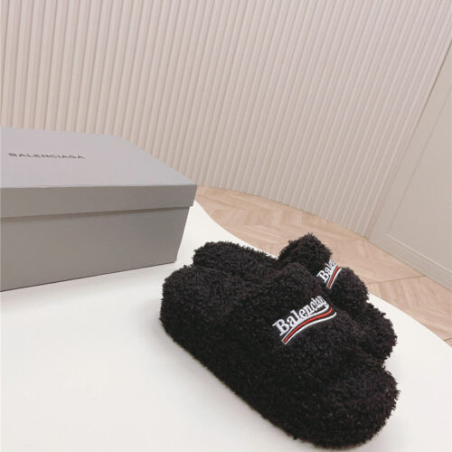 High Quality Luxury Balenciaga Platform Fur Sliders – Style 41603 alternate view