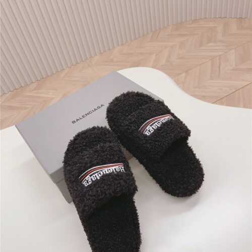 High Quality Luxury Balenciaga Platform Fur Sliders – Style 41603 product detail
