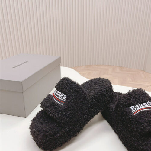High Quality Luxury Balenciaga Platform Fur Sliders – Style 41603 product detail