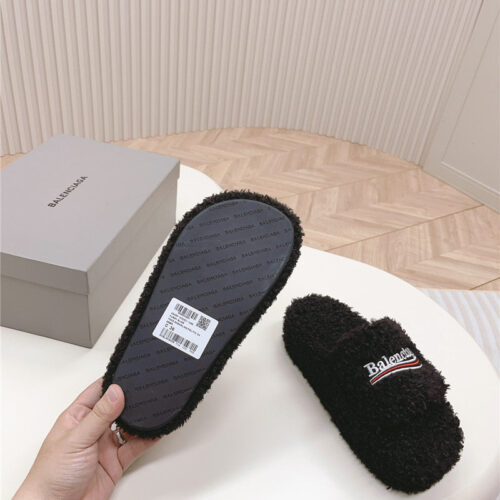 High Quality Luxury Balenciaga Platform Fur Sliders – Style 41603 product detail