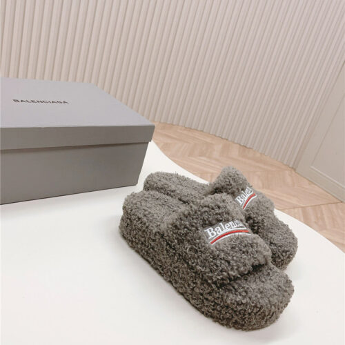 High Quality Luxury Balenciaga Platform Fur Sliders – Style 72675 alternate view