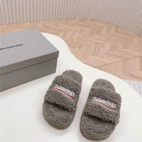 High Quality Luxury Balenciaga Platform Fur Sliders – Style 72675