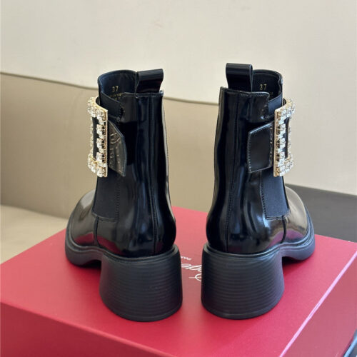 High Quality Luxury Roger Vivier Square Buckle Chunky Heel Chelsea Boots product detail