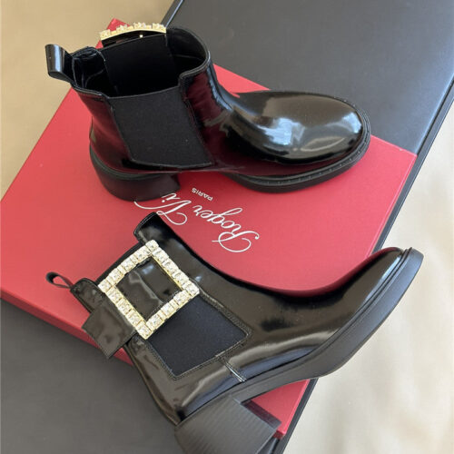 High Quality Luxury Roger Vivier Square Buckle Chunky Heel Chelsea Boots product detail