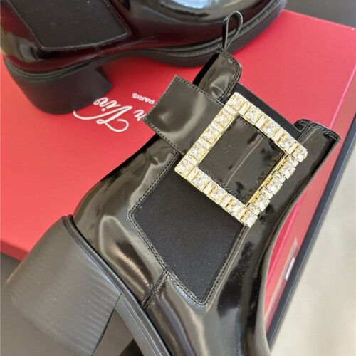 High Quality Luxury Roger Vivier Square Buckle Chunky Heel Chelsea Boots product detail