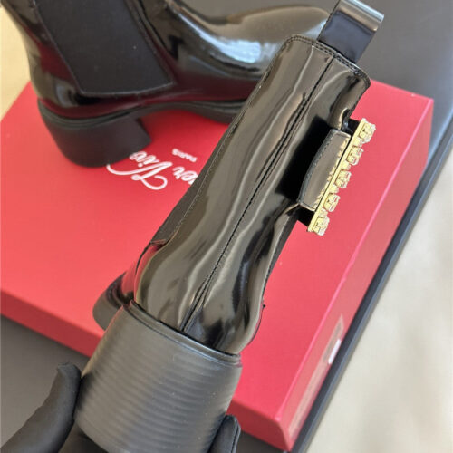 High Quality Luxury Roger Vivier Square Buckle Chunky Heel Chelsea Boots product detail