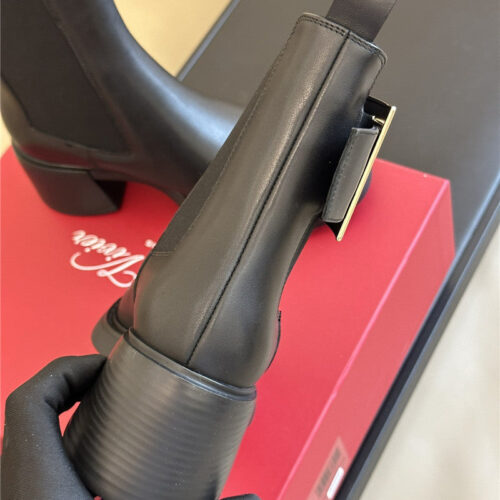 High Quality Luxury Roger Vivier Square Buckle Chunky Heel Chelsea Boots – Style 26772 product detail