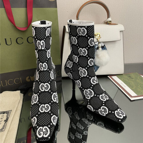 High Quality Luxury Gucci New GG Knitted Ankle Boots Elastic Socks Boots – Style 60563