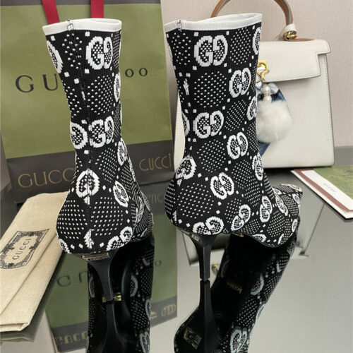 High Quality Luxury Gucci New GG Knitted Ankle Boots Elastic Socks Boots – Style 60563 product detail