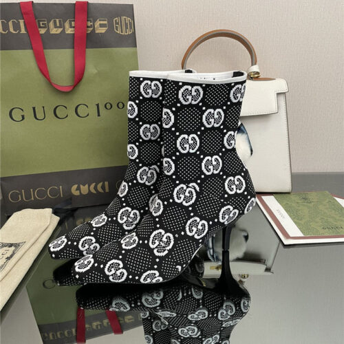 High Quality Luxury Gucci New GG Knitted Ankle Boots Elastic Socks Boots – Style 60563 product detail