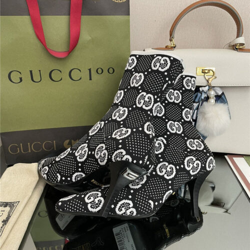 High Quality Luxury Gucci New GG Knitted Ankle Boots Elastic Socks Boots – Style 60563 product detail