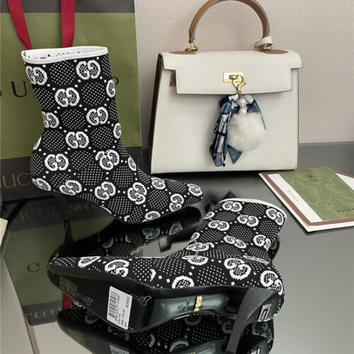 High Quality Luxury Gucci New GG Knitted Ankle Boots Elastic Socks Boots – Style 60563 product detail