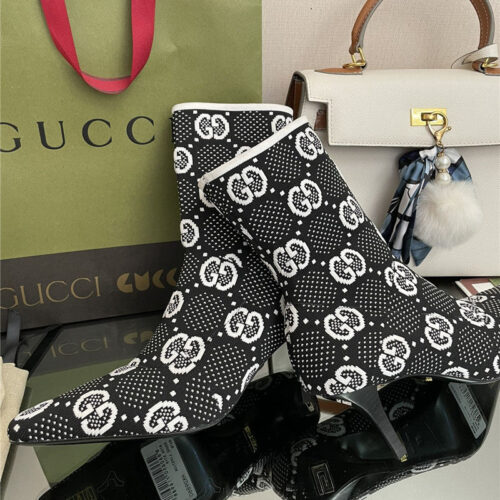 High Quality Luxury Gucci New GG Knitted Ankle Boots Elastic Socks Boots – Style 60563 product detail