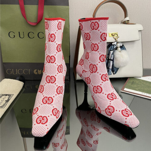 High Quality Luxury Gucci New GG Knitted Ankle Boots Elastic Socks Boots – Style 58867
