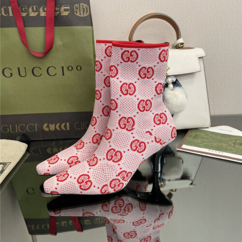 High Quality Luxury Gucci New GG Knitted Ankle Boots Elastic Socks Boots – Style 58867 alternate view