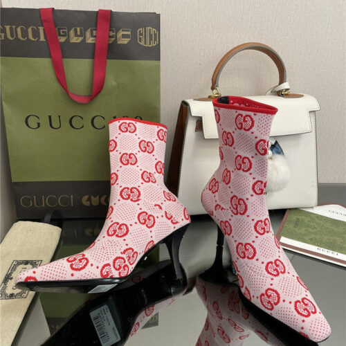 High Quality Luxury Gucci New GG Knitted Ankle Boots Elastic Socks Boots – Style 58867 product detail