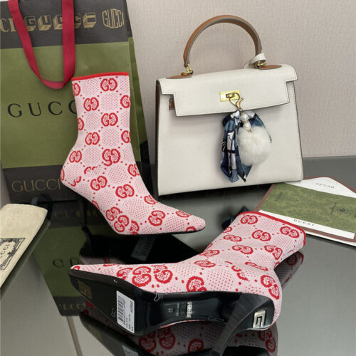 High Quality Luxury Gucci New GG Knitted Ankle Boots Elastic Socks Boots – Style 58867 product detail