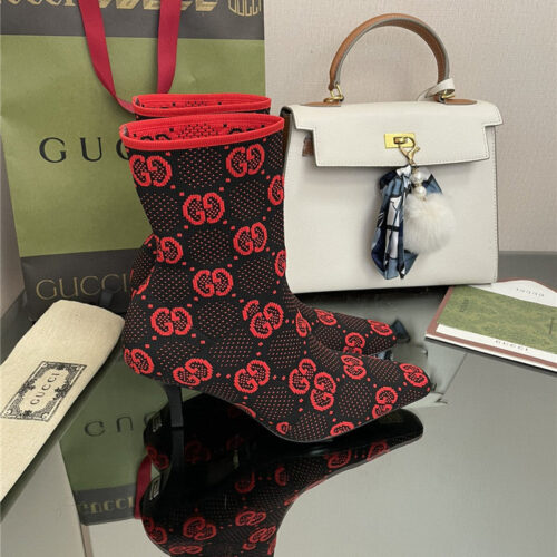 High Quality Luxury Gucci New GG Knitted Ankle Boots Elastic Socks Boots – Style 57171 product detail